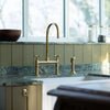 Unlacquered Brass Bridge Kitchen Faucet – Linear Legs, 2-Hole, 18" Height | 100% Solid Brass - The House Of Brass