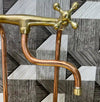 Unlacquered Brass & Copper Bridge Kitchen Faucet – Long Legs, Cross Handles | Handmade - The House Of Brass