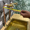 Unlacquered Brass & Copper Bridge Kitchen Faucet – Long Legs, Cross Handles | Handmade - The House Of Brass
