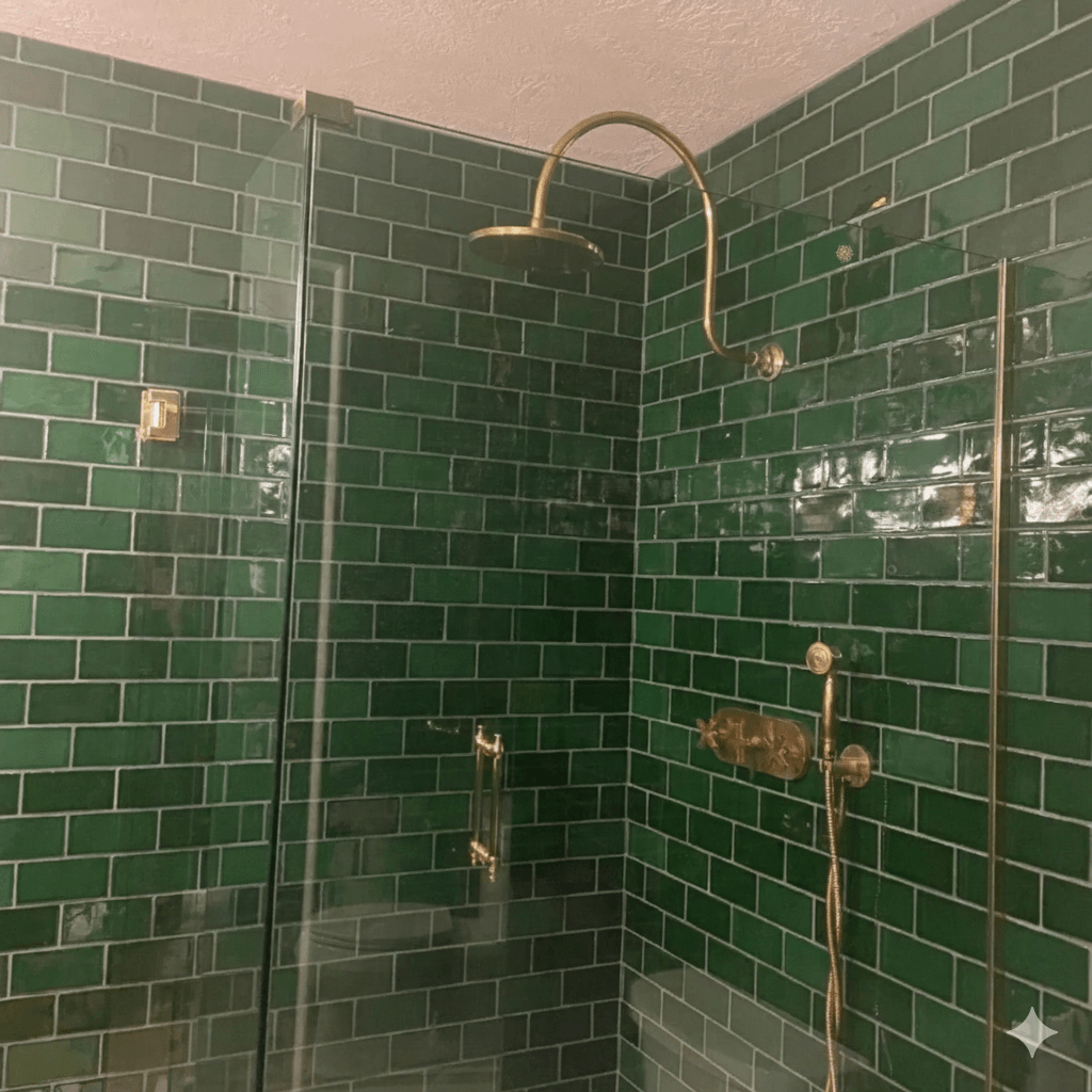 Unlacquered Brass Curved Shower System - The House Of Brass