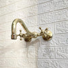 Unlacquered Brass Curved Wall Mounted Faucet – 2-Hole, 8.5" Spout | Solid Brass - The House Of Brass