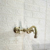 Unlacquered Brass Curved Wall Mounted Faucet – 2-Hole, 8.5" Spout | Solid Brass