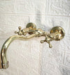 Unlacquered Brass Curved Wall Mounted Faucet – 2-Hole, 8.5" Spout | Solid Brass