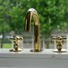 Unlacquered Brass Deck Mounted Bathroom Faucet – Cross Handles, 6" Spout | Solid Brass - The House Of Brass