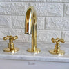 Unlacquered Brass Deck Mounted Bathroom Faucet – Cross Handles, 6" Spout | Solid Brass - The House Of Brass