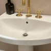 Unlacquered Brass Deck Mounted Bathroom Faucet – Cross Handles, 8" Spread | Solid Brass - The House Of Brass