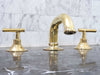 Unlacquered Brass Deck Mounted Bathroom Faucet – Handmade Widespread Sink Faucet
