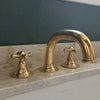 Unlacquered Brass Deck Mounted Bathroom Faucet – Handmade Widespread Sink Faucet