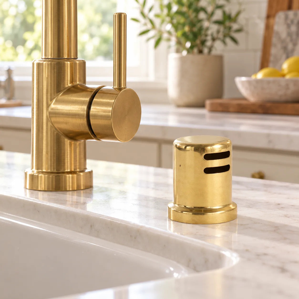 Unlacquered brass dishwasher air gap cover