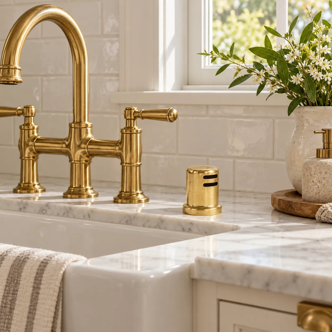 Unlacquered brass dishwasher air gap cover