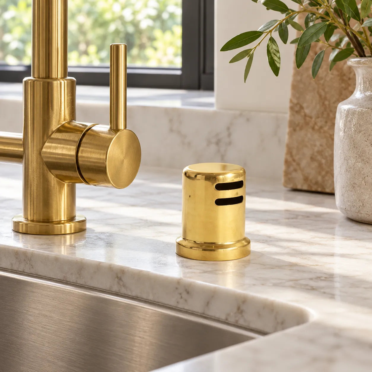 Unlacquered brass dishwasher air gap cover