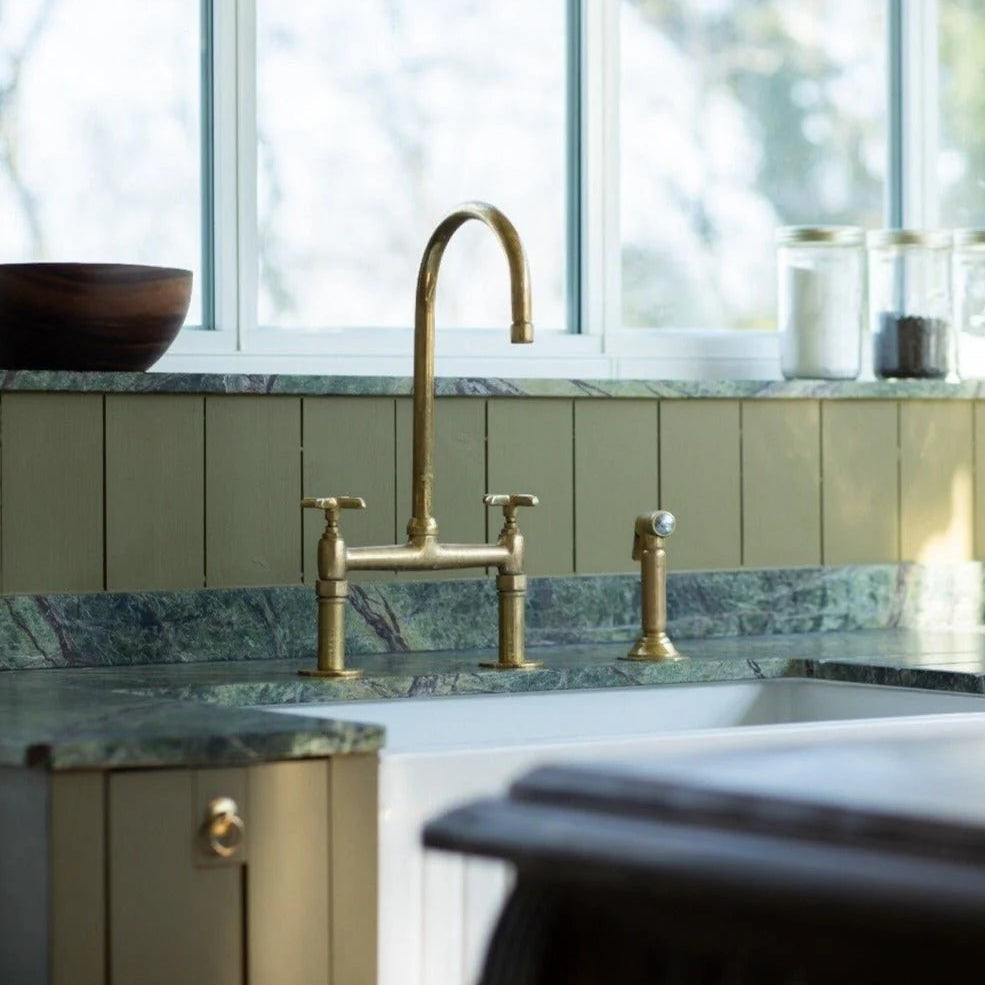 Handmade solid brass bridge faucet elegant design