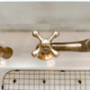 Unlacquered Brass Kitchen Faucet – Handcrafted Bridge Faucet with Cross Handles, 10" Spout | Solid Brass - The House Of Brass