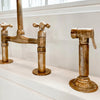 Unlacquered Brass Kitchen Faucet – Handcrafted Bridge Faucet with Cross Handles, 10" Spout | Solid Brass - The House Of Brass
