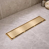 Unlacquered Brass Linear Shower Drain – Tile Insert Bathroom Floor Drain - The House Of Brass