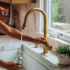 Unlacquered Brass Pull-Down Kitchen Faucet – Mixer Handle, Flexible Sprayer, 17" Height - The House Of Brass