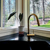 Unlacquered Brass Pull-Down Kitchen Faucet – Mixer Handle, Flexible Sprayer, 17" Height - The House Of Brass