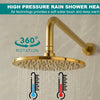 Unlacquered Brass Rain Shower System – 8" Head, Cross Handles, Handheld Sprayer | Solid Brass - The House Of Brass