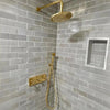 Unlacquered Brass Rain Shower System – 8" Head, Cross Handles, Handheld Sprayer | Solid Brass - The House Of Brass