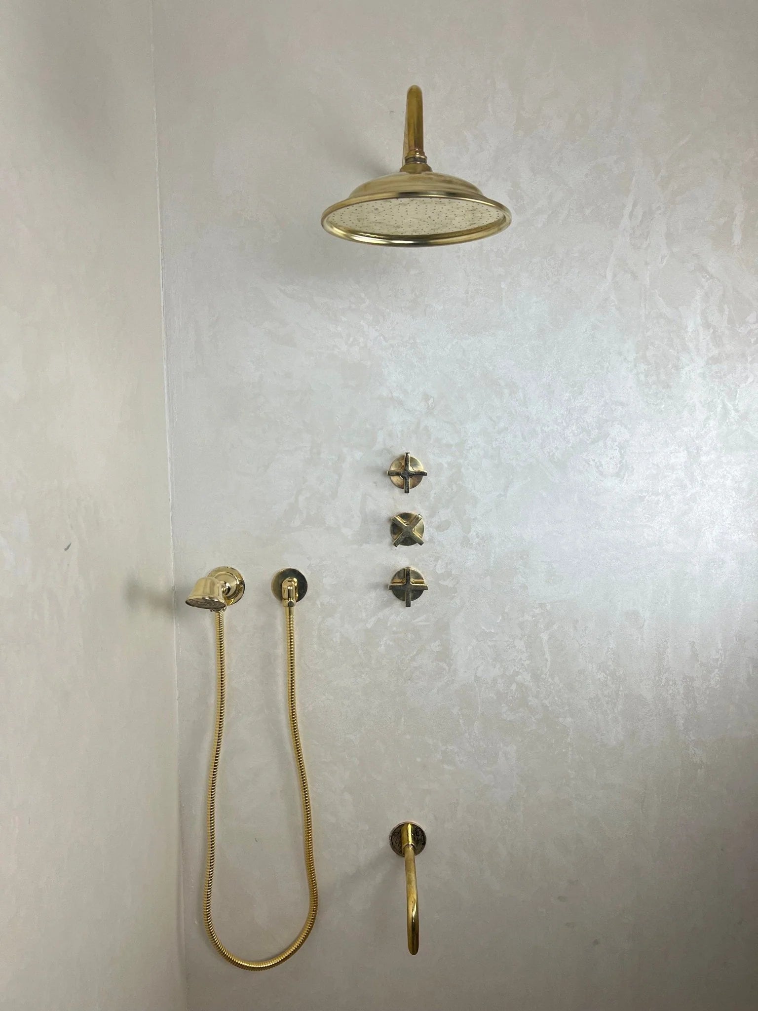 Unlacquered Brass Shower Set