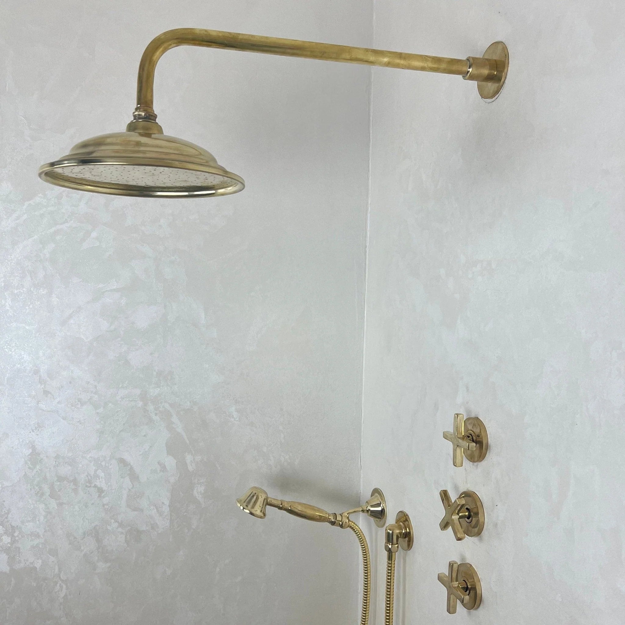 Unlacquered Brass Shower Set