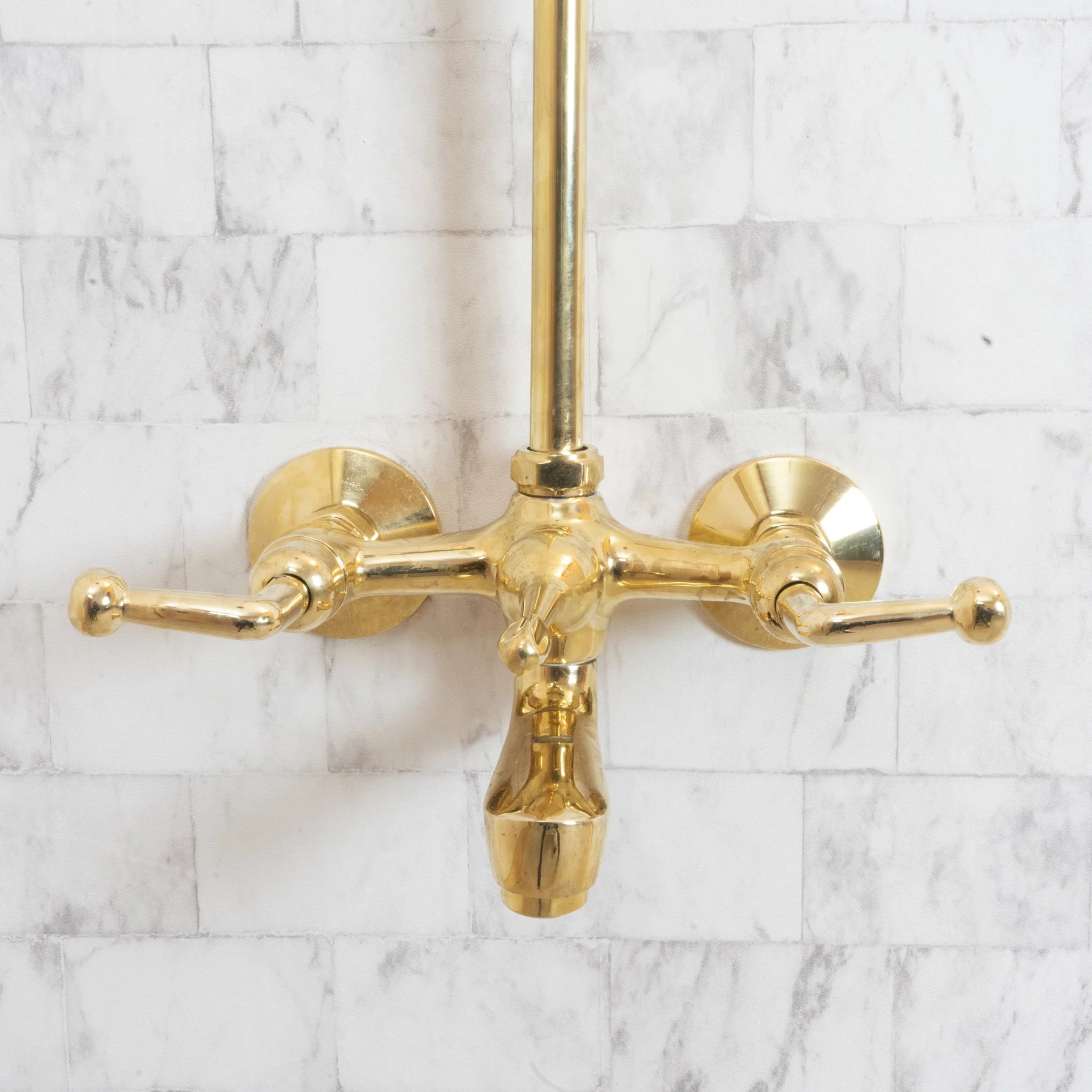 Unlacquered Brass Shower Set with Tub Filler – Square Rain Head