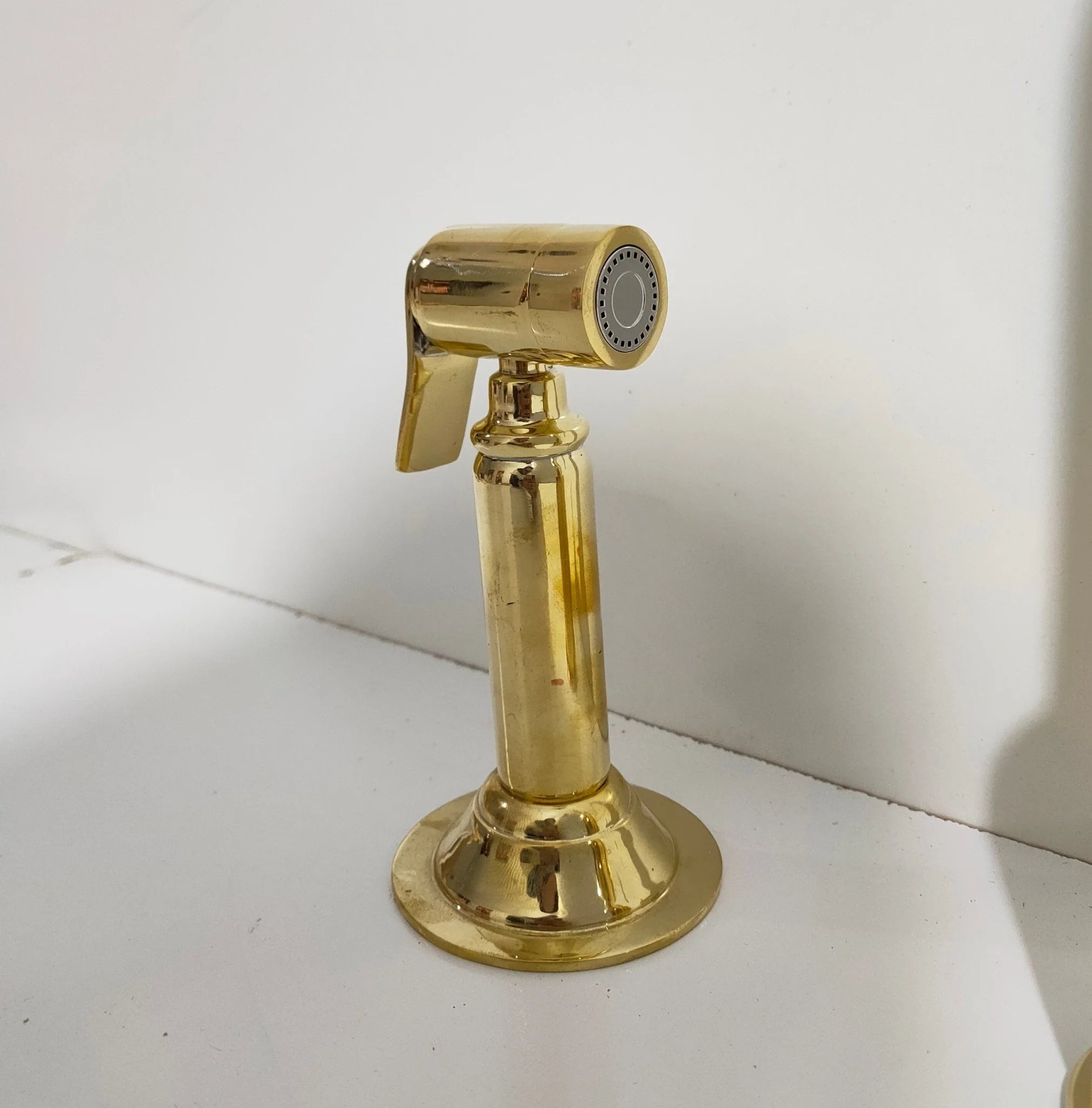 Unlacquered Brass Single Hole Kitchen Faucet – Deck Mount, Lever Handle, 13"