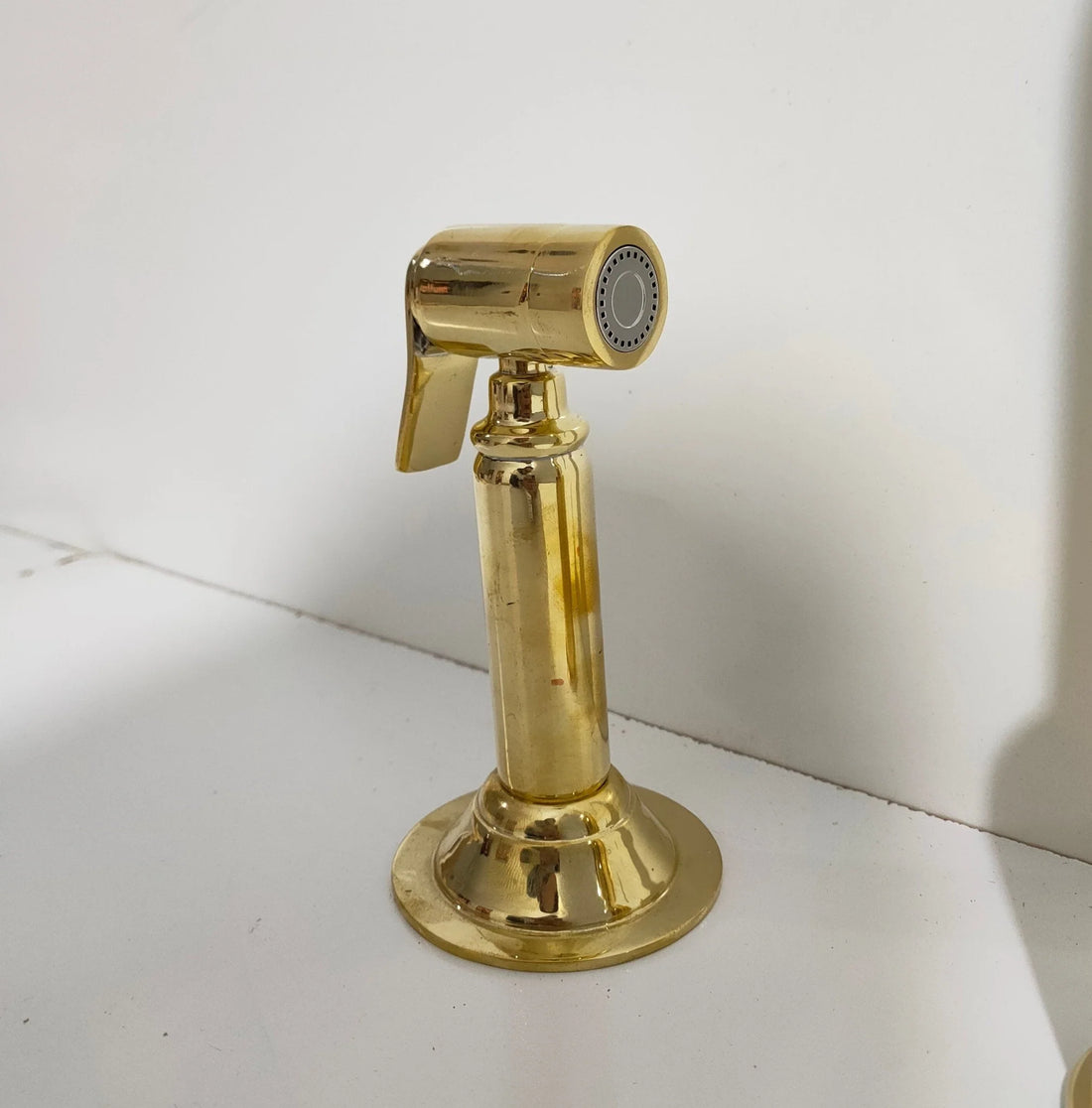 Unlacquered Brass Single Hole Kitchen Faucet – Deck Mount, Lever Handle, 13"