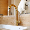 Unlacquered Brass Single Hole Kitchen Faucet – Solid Brass, Cross Handles - The House Of Brass