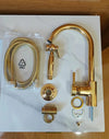 Unlacquered Brass Single Hole Kitchen Faucet – Solid Brass, Cross Handles - The House Of Brass