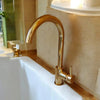 Unlacquered Brass Single Hole Kitchen Faucet – Solid Brass, Cross Handles - The House Of Brass