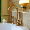 Unlacquered Brass Single Hole Kitchen Faucet – Solid Brass, Cross Handles - The House Of Brass