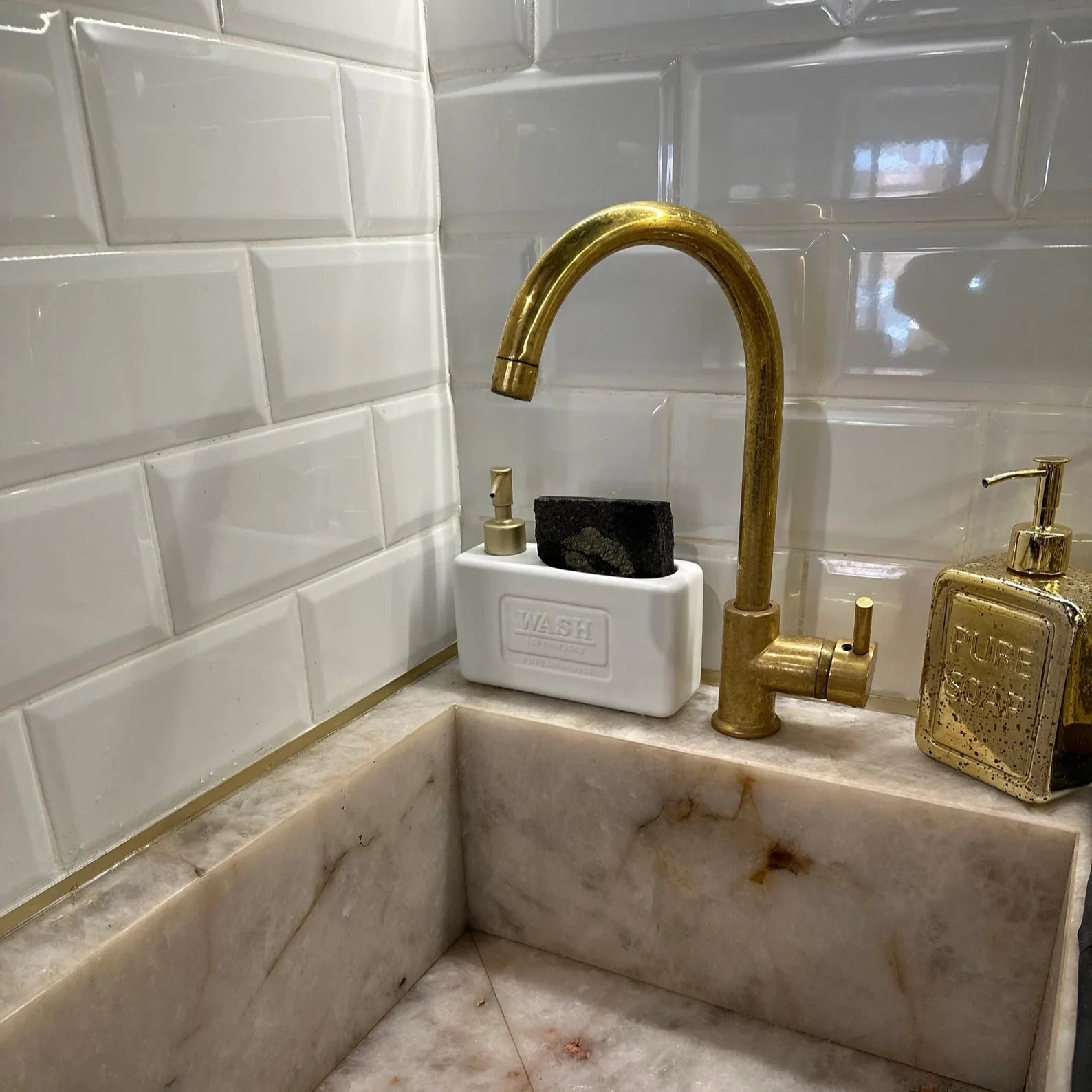 13.5 inch unlacquered brass kitchen faucet with 8 inch spout reach