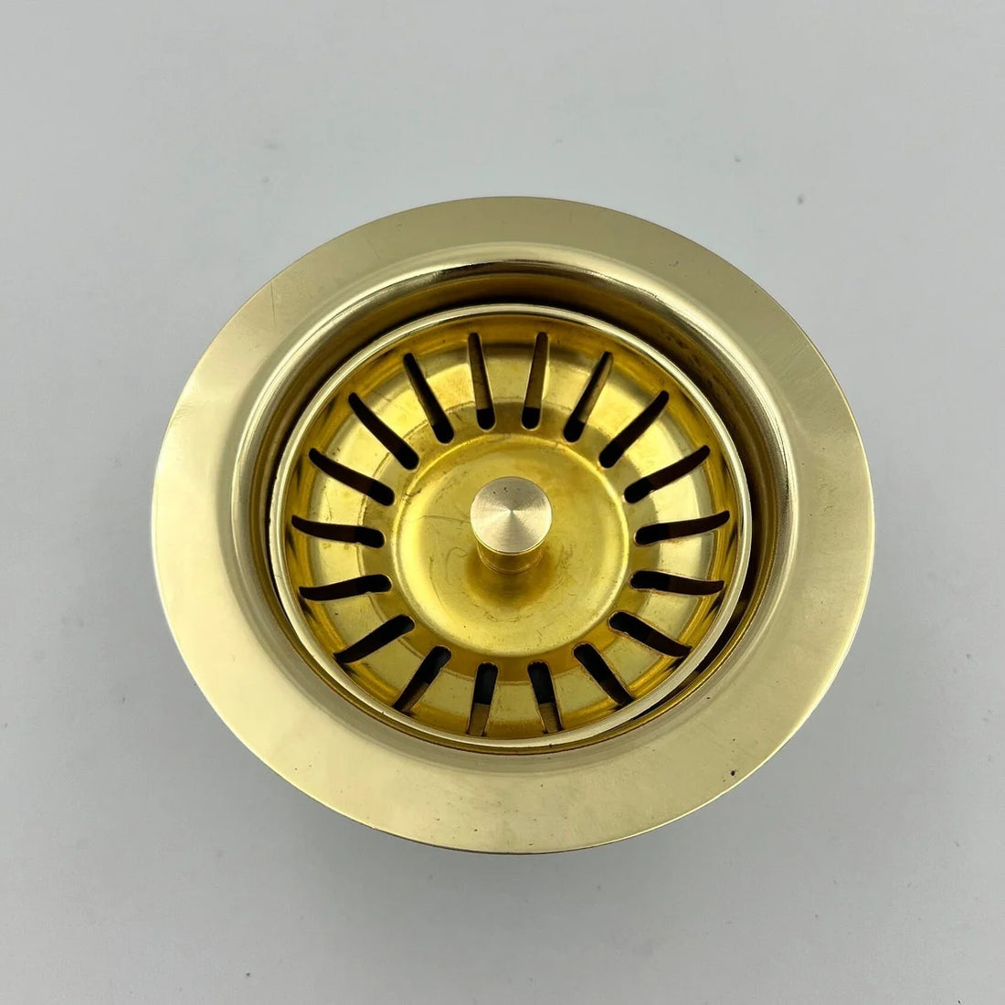 3 1/2 inch unlacquered brass kitchen sink drain with basket strainer