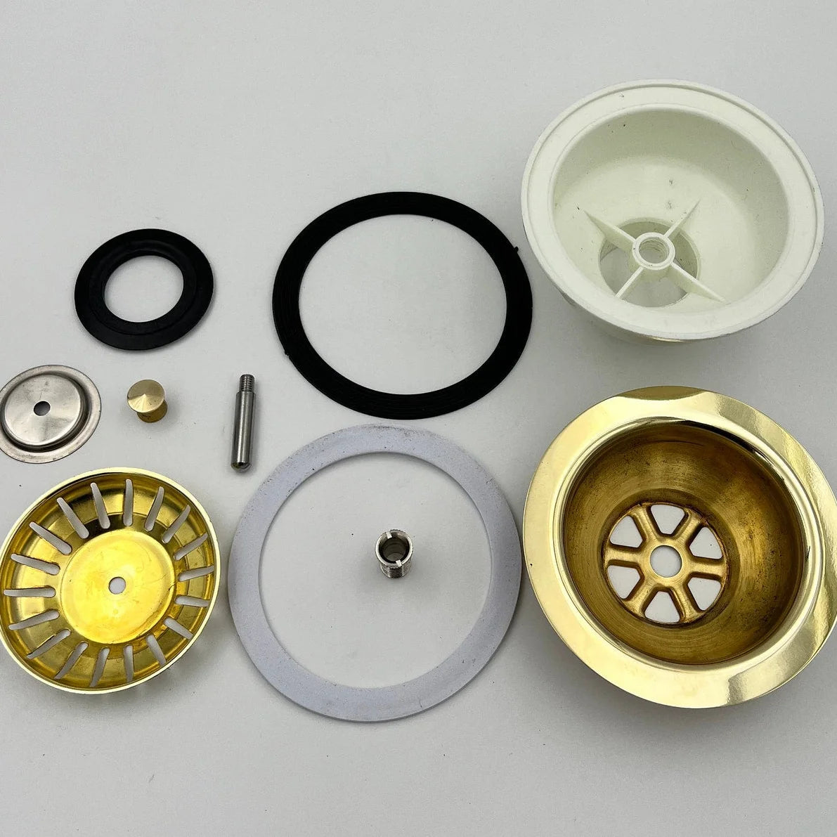 3 1/2 inch unlacquered brass kitchen sink drain with basket strainer
