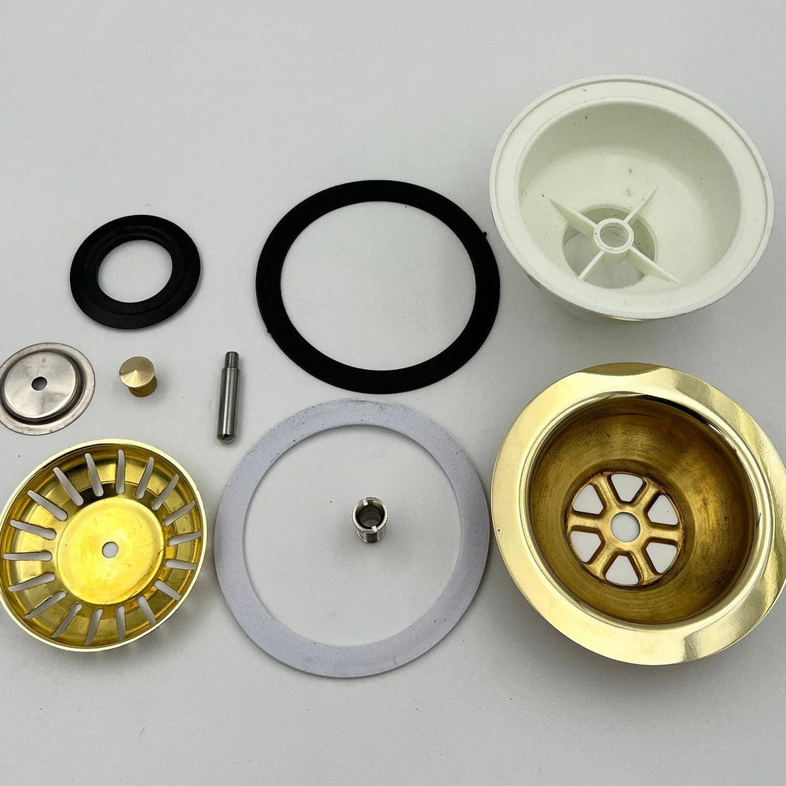 3 1/2 inch unlacquered brass kitchen sink drain with basket strainer