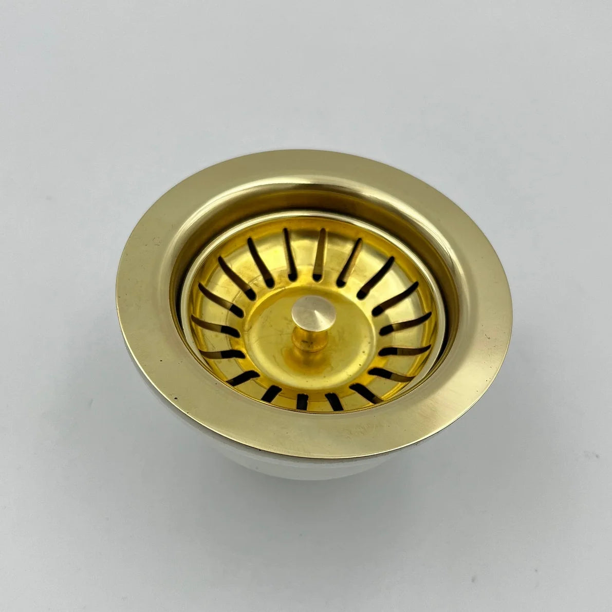 3 1/2 inch unlacquered brass kitchen sink drain with basket strainer