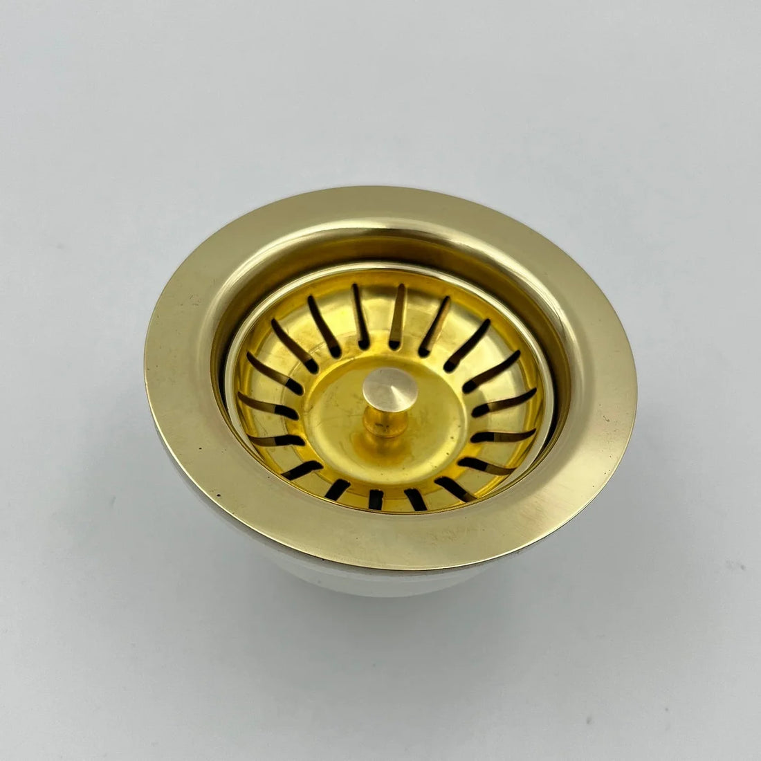3 1/2 inch unlacquered brass kitchen sink drain with basket strainer