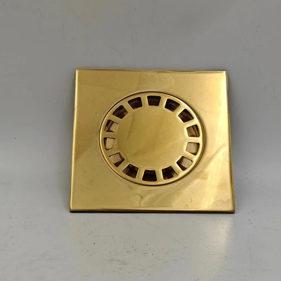 Unlacquered Brass Square Shower Drain – Removable Cover, 3 Sizes