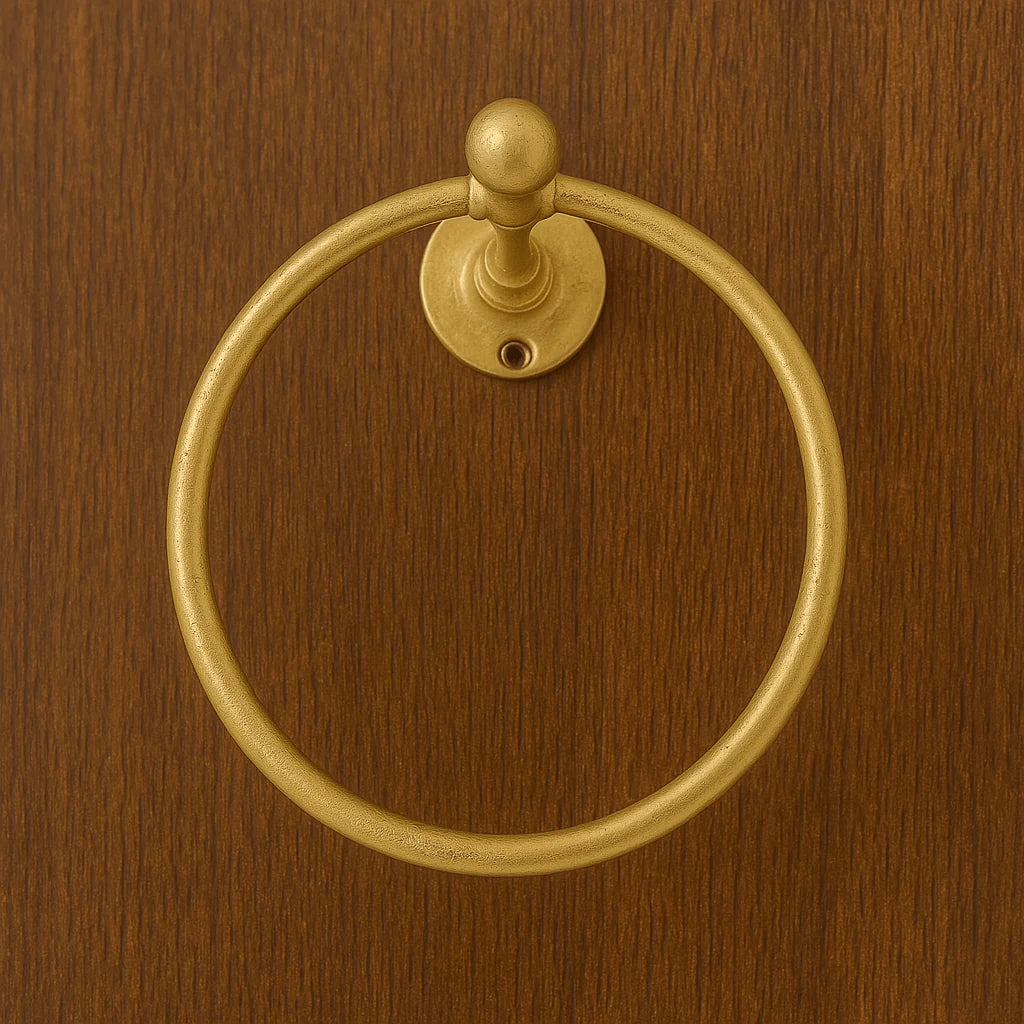 Unlacquered Brass Towel Ring Holder – 8" Ring, Wall Mounted, Handcrafted