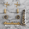 Unlacquered Brass Wall Mounted Bathroom Faucet – Solid Brass & Resin, 8.25" Width - The House Of Brass
