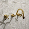 Unlacquered Brass Wall Mounted Faucet – Curved Spout, 9" Reach, Lead-Free | Solid Brass - The House Of Brass