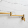Unlacquered Brass Wall Mounted Pot Filler Faucet – Folding Arm, Above Stove | Solid Brass - The House Of Brass