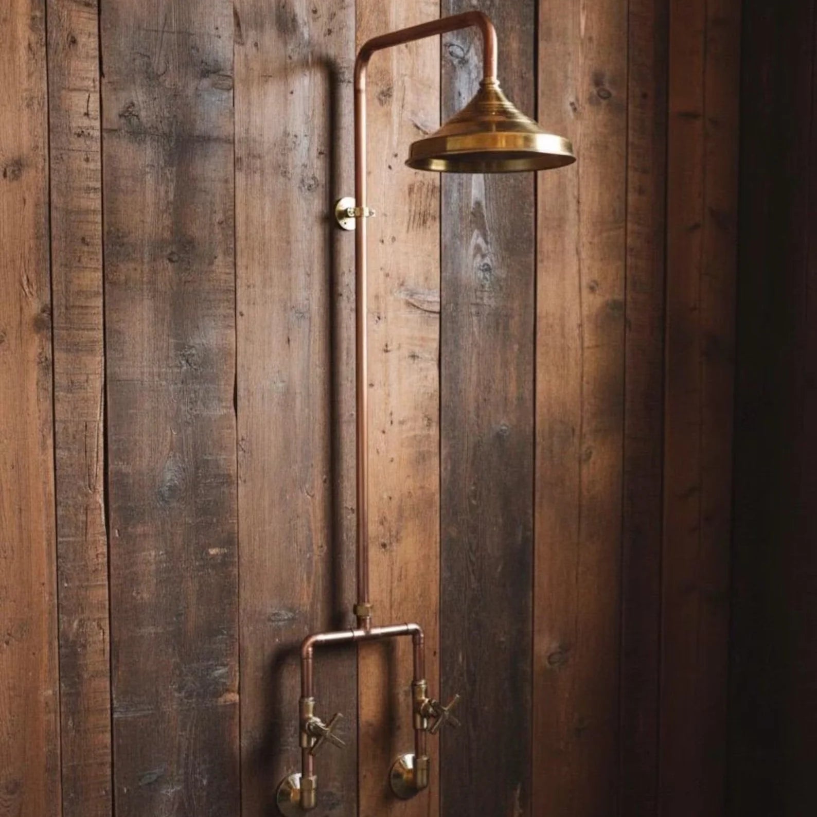 Outdoor Copper Shower System – Solid Copper & Brass, 8" Rain Head