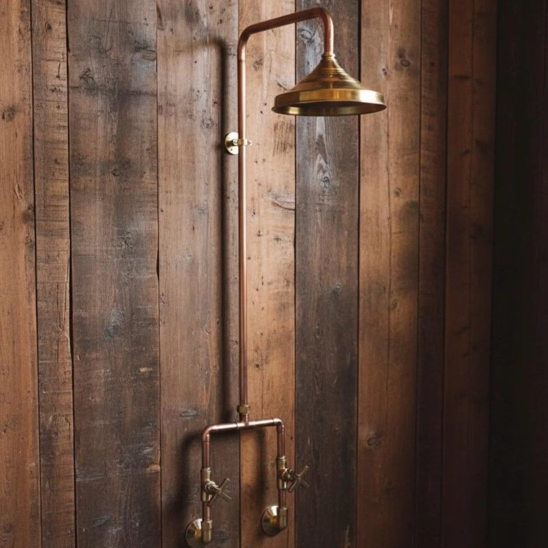 Outdoor Copper Shower System – Solid Copper & Brass, 8" Rain Head