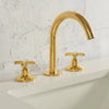 Unlacquered Brass 3-Hole Deck Mounted Bathroom Sink Faucet – Solid Brass, Natural Patina