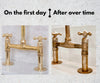Unlacquered Brass Bridge Kitchen Faucet – Cross Handles, 8" Spread, 10" Spout