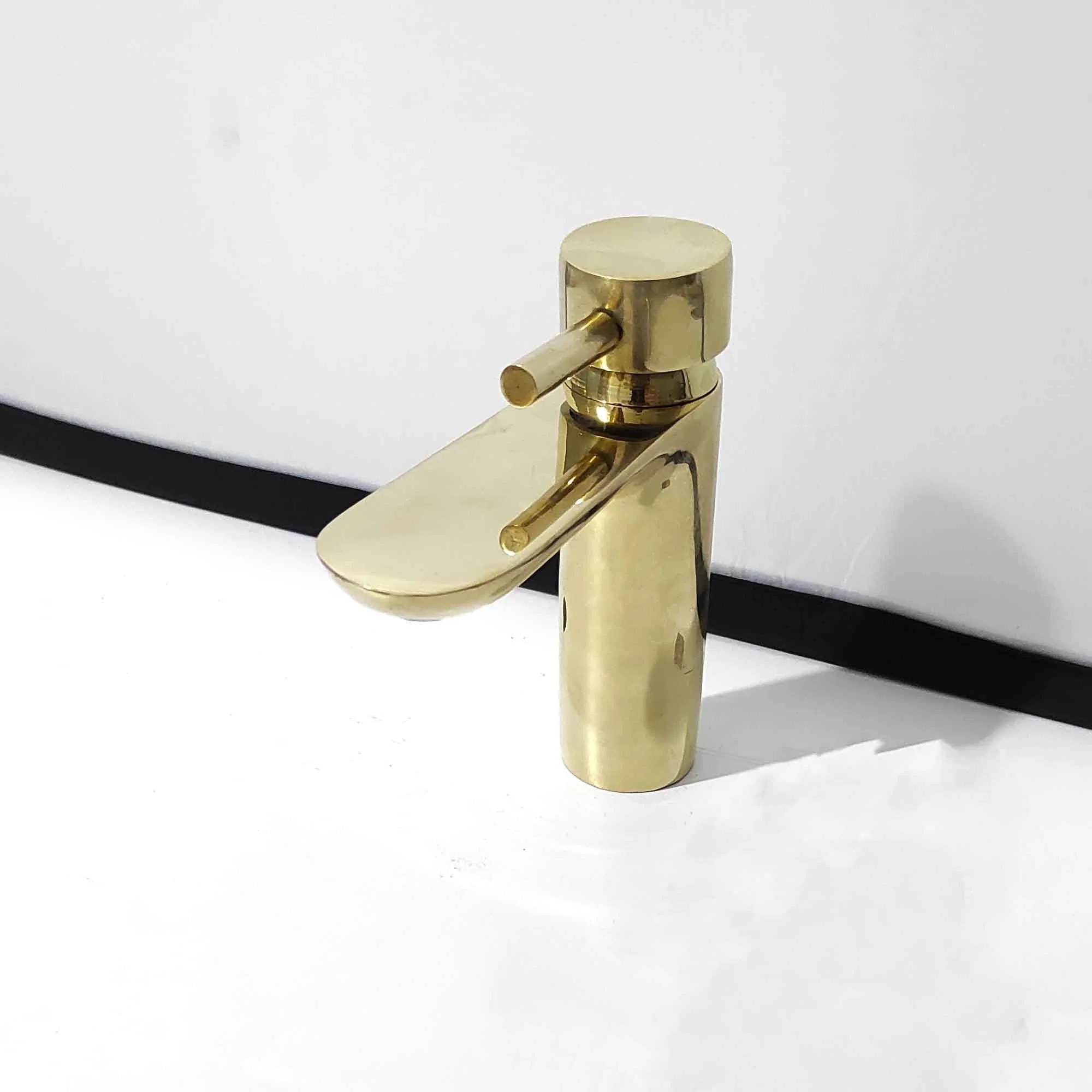 Unlaquered brass bathroom faucet – small basin mixer tap