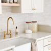 Unlacquered Brass Kitchen Faucet – Short Leg Bridge, 8" Spread, 14" Height
