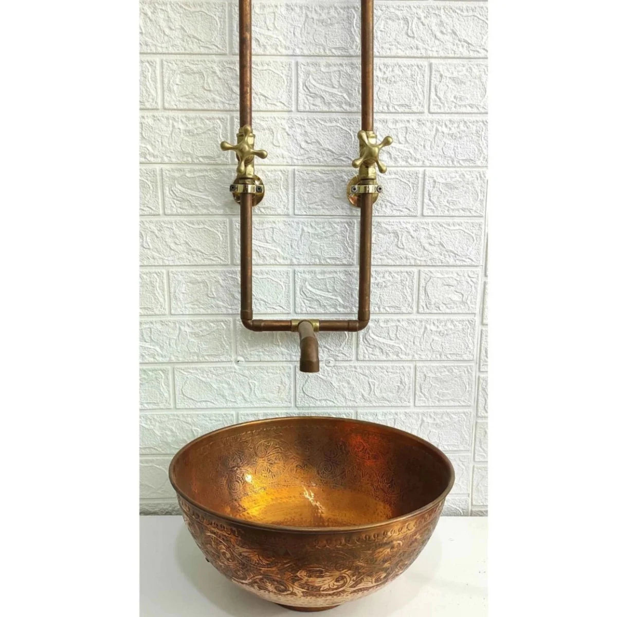 Vintage Copper Wall Mounted Kitchen & Bathroom Faucet – Solid Copper & Brass, 9" Spout - The House Of Brass